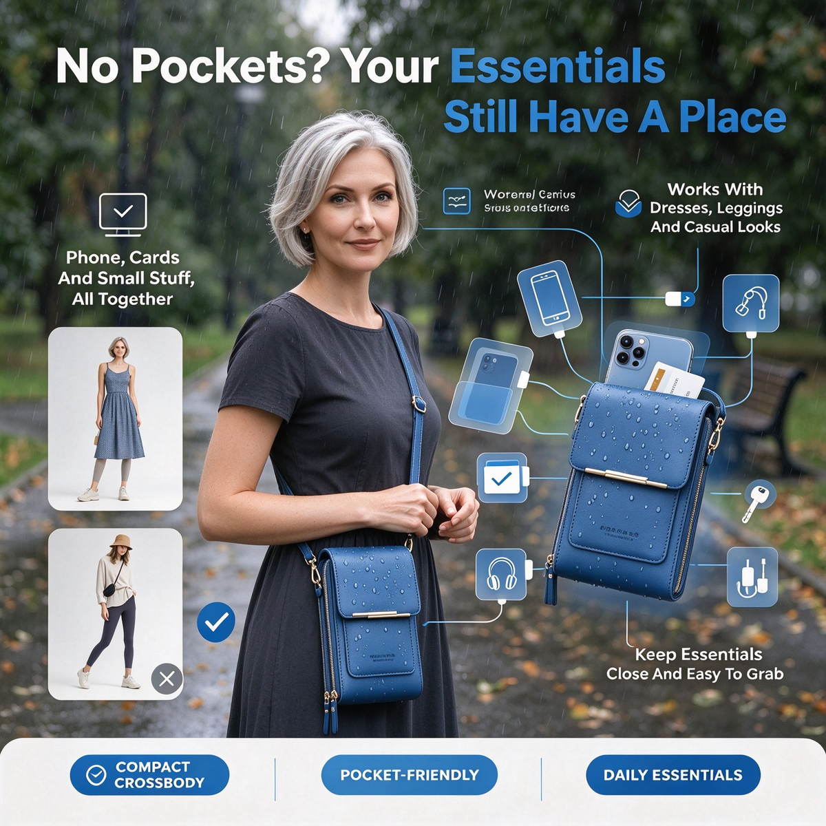 👜Touchscreen crossbody cell phone bag with clear window and card slot