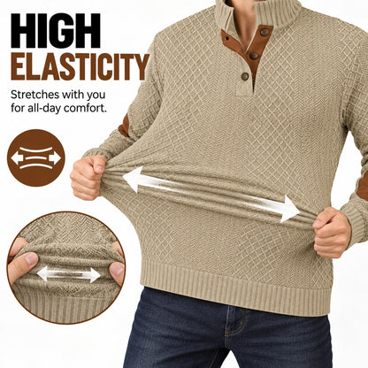 Men's Jacquard Stand Collar Henley Shirt