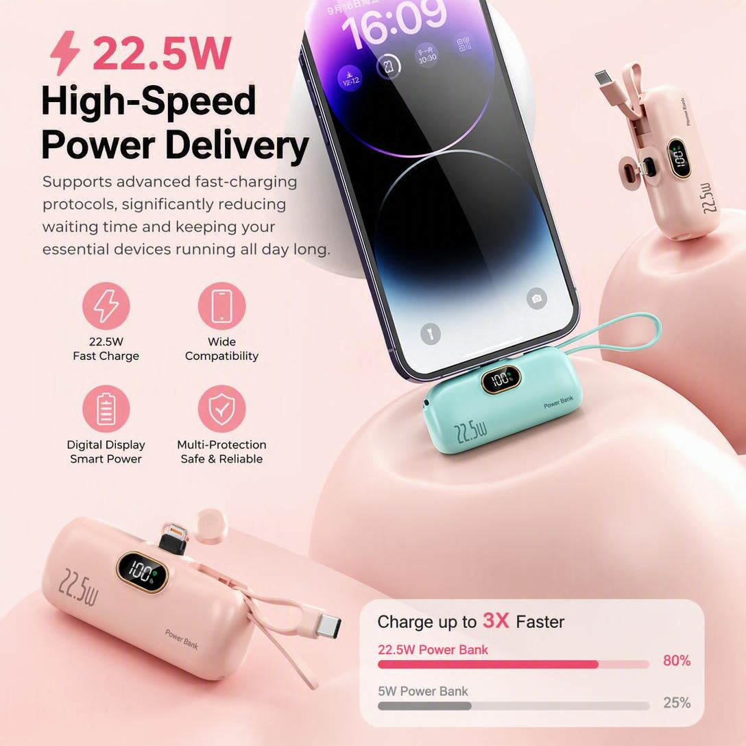 🔋5000mAh Mini Portable Power Bank