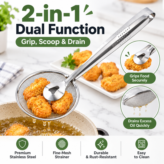 🍳2-in-1 Stainless Steel Oil Filter Clip-Suitable for fried foods