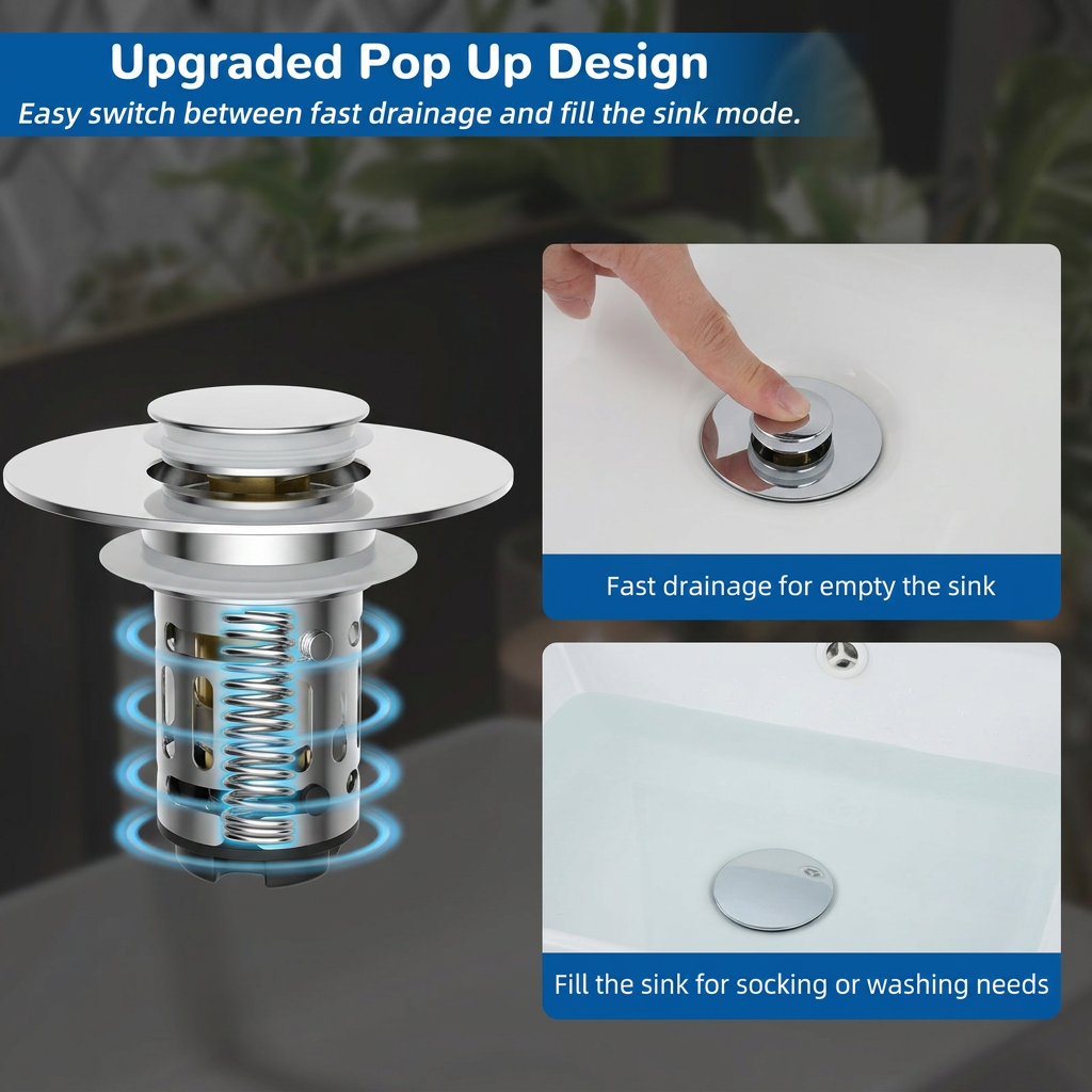 🔧Upgraded bathroom sink drain filter bathroom accessory set