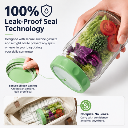 🥗Leak-proof salad lunch jar - with built-in divider