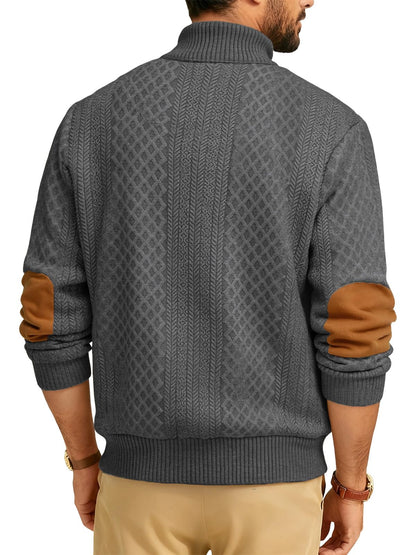 Men's Jacquard Stand Collar Henley Shirt