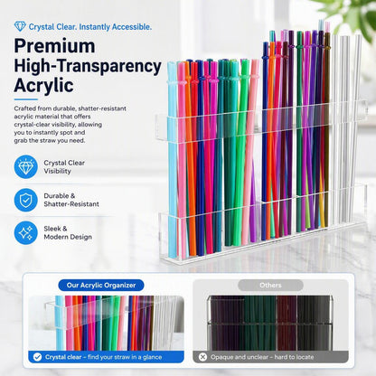 🗂️Multi-Grid Acrylic Drinking Straw Organizer