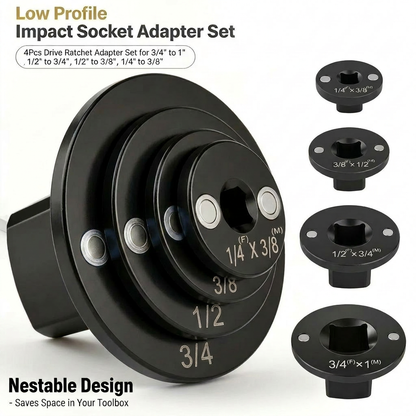 🧲4-piece upgraded low-profile impact sleeve adapter set