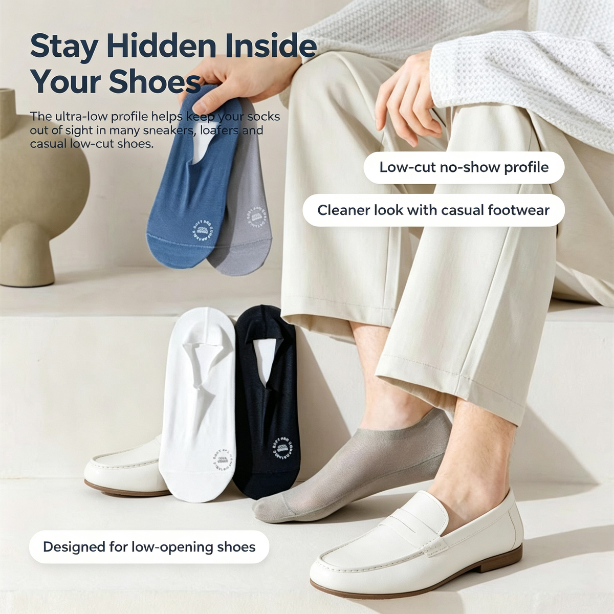 Men's Ultra-Thin No-Show Socks（2Pcs）