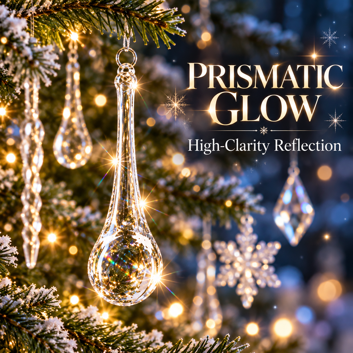 Clear Crystal Snowflake & Icicle Christmas Ornaments