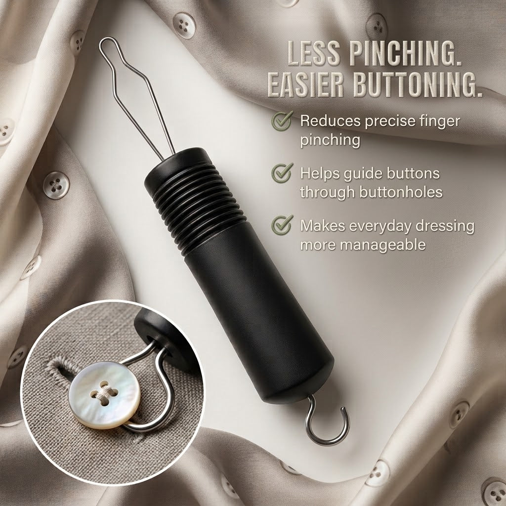 One-Hand Button Hook Dressing Aid – Easier Independent Dressing