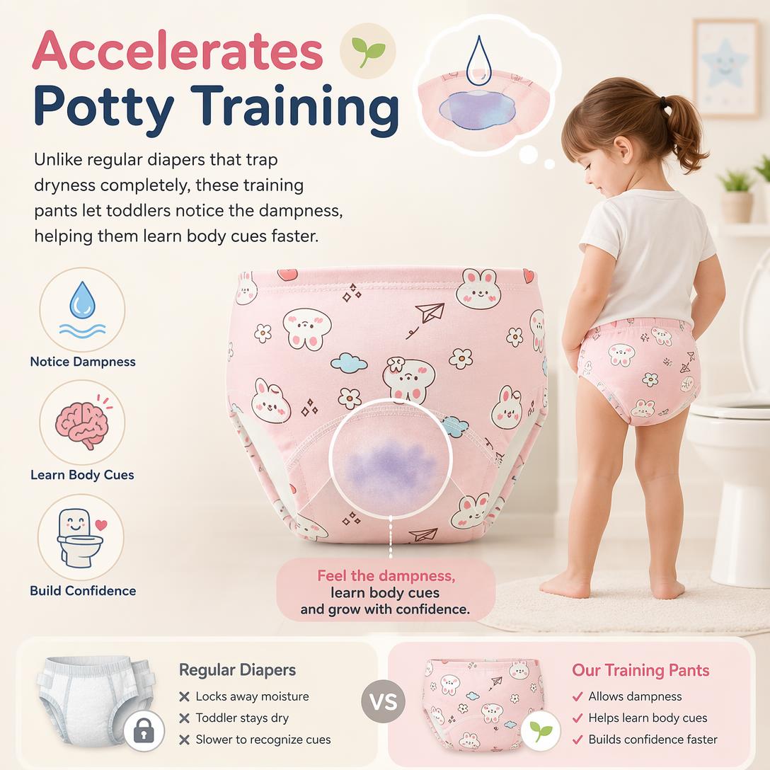 🚽🌱 Toddler Potty Training Pants 100% Cotton Soft Reusable Underwear
