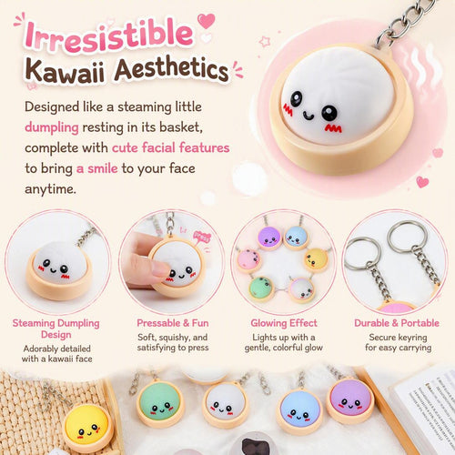 🥟Cute dumpling-shaped push-button stress-relieving keychain