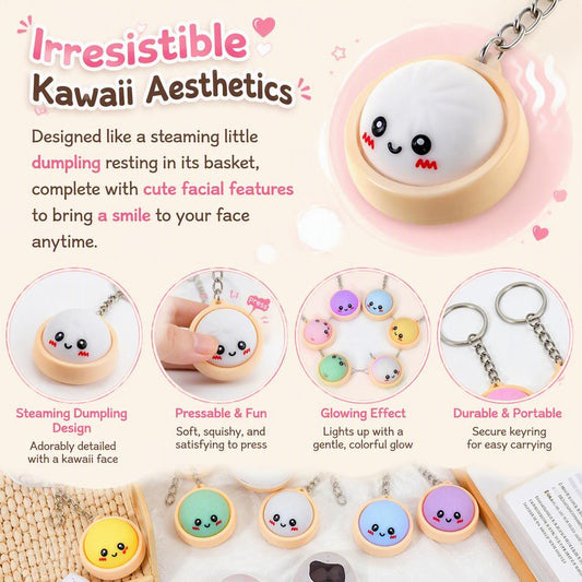 🥟Cute dumpling-shaped push-button stress-relieving keychain