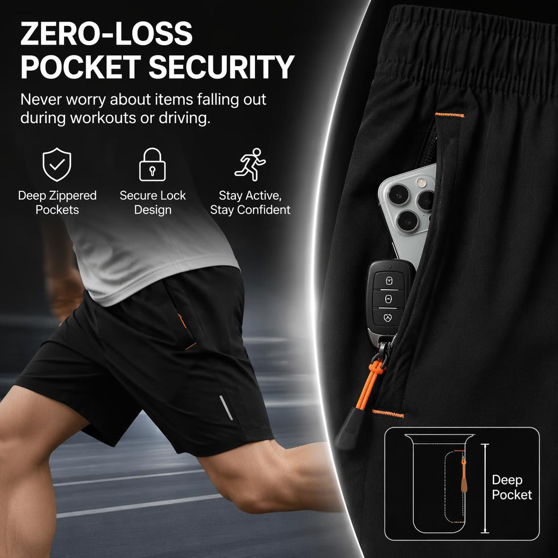 💥Summer Casual Men’s solid-color shorts with zippered pockets