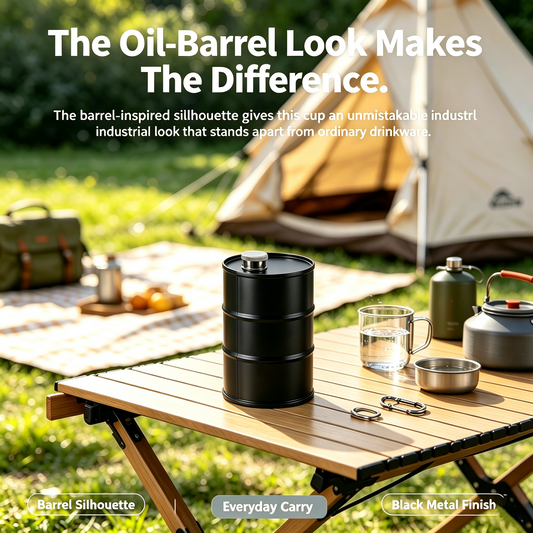 Oil Barrel-Shaped Stainless Steel Drinking Cup