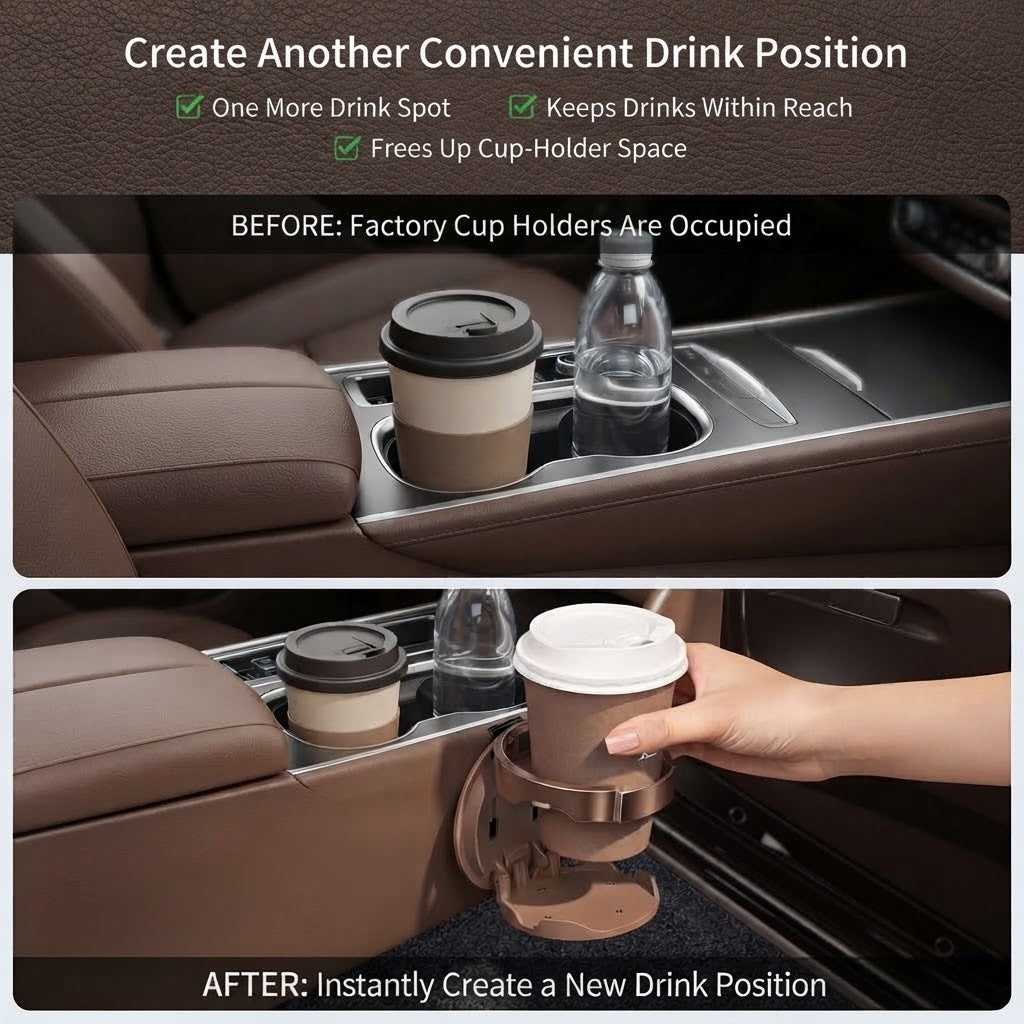 Universal Foldable Car Cup Holder with Hook