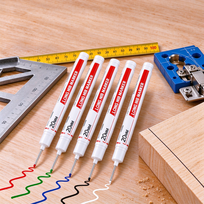 📏 5-Piece Long-Nose Deep-Hole Woodworking Marker Set