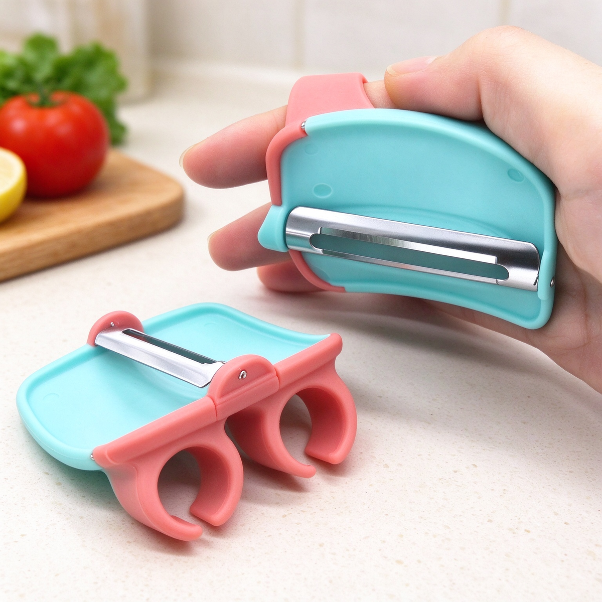 🥔2-Piece Handheld Vegetable Peeler Set – Features Rubber Finger Grips for Comfortable Handling