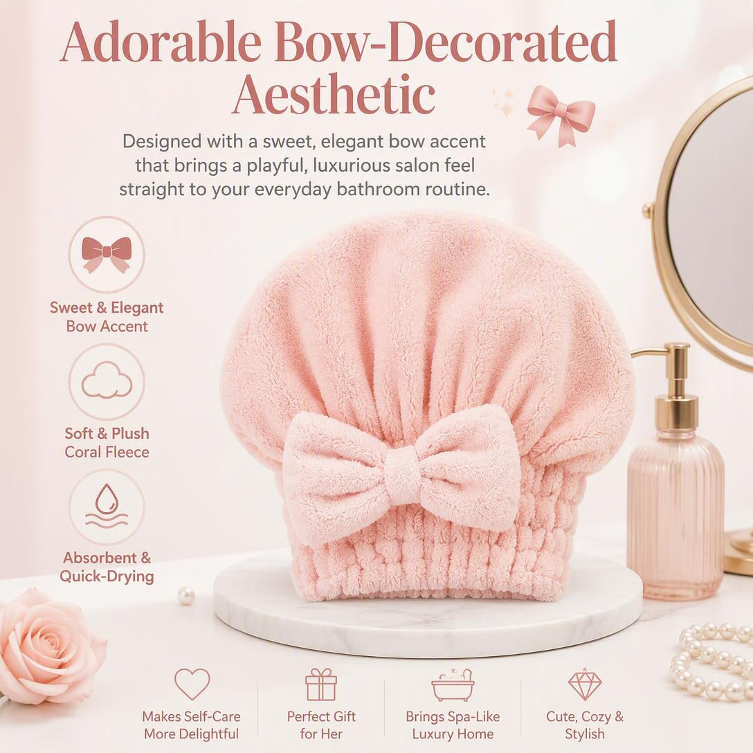 💥Women's Bow-Decorated Shower Cap and Hair Dryer Cap