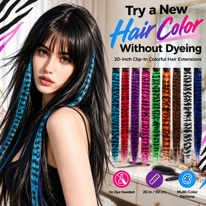 🎨Colored clip-on highlights hair extensions（2Pcs）