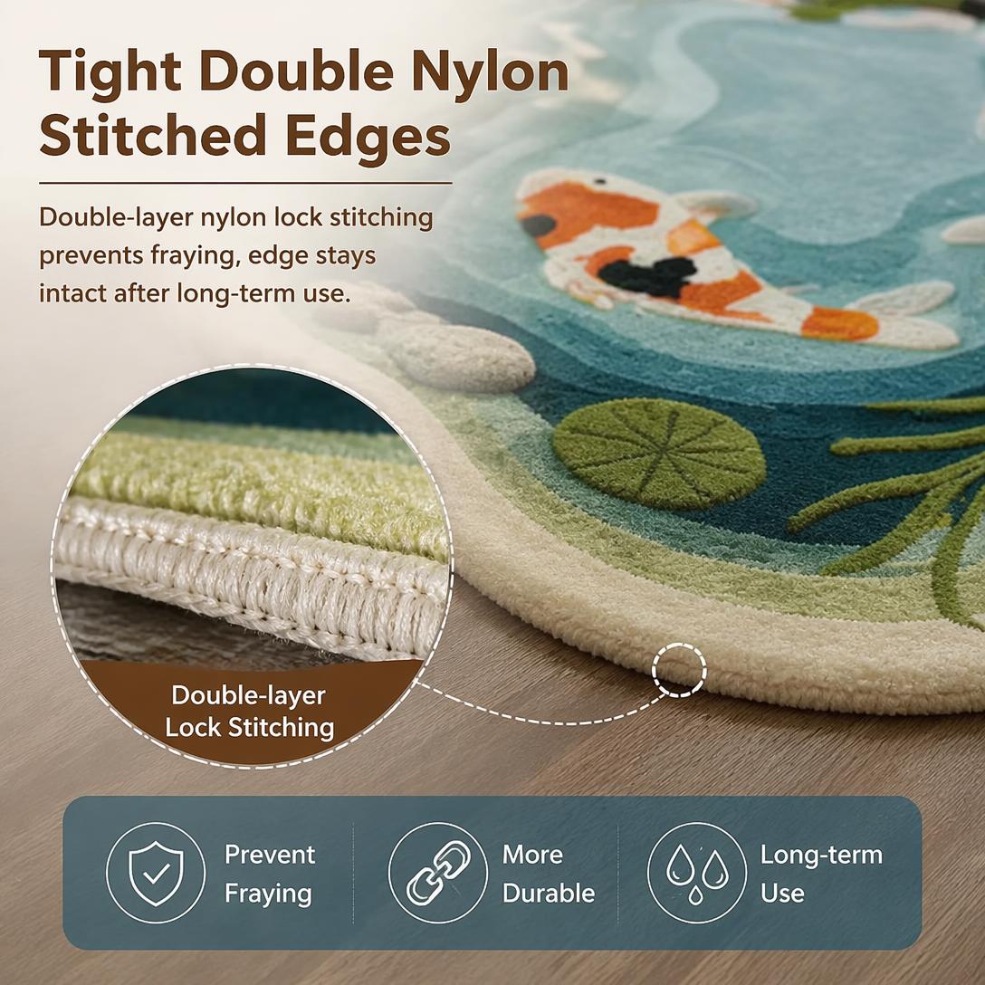 🐠Koi and lotus pond pattern plush carpet