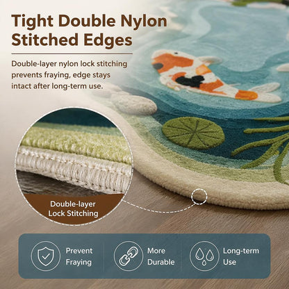 🐠Koi and lotus pond pattern plush carpet
