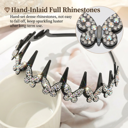 🦋Wavy Crystal Butterfly Headband Set for Women