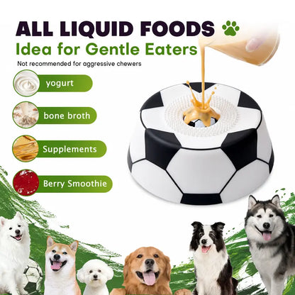 ⚽🐕 Soccer Style Multi purpose dog bowl ,Dog Liquid Slow Feeder,Lick Bowl Mat with Ball