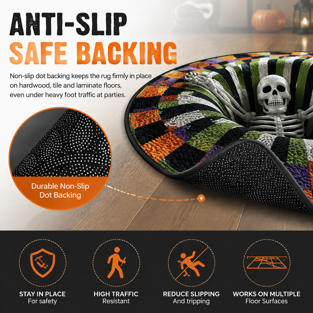 💀Halloween 3D Swirl Skull Round Rug