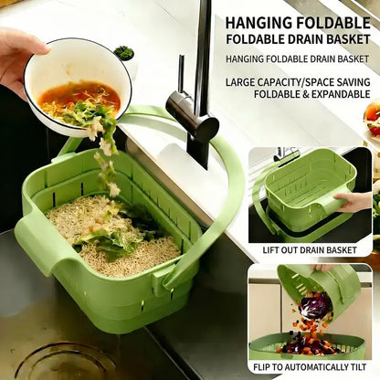 💧 Foldable Hanging Kitchen Sink Drain Basket, Stainless Steel Kitchen Accessories