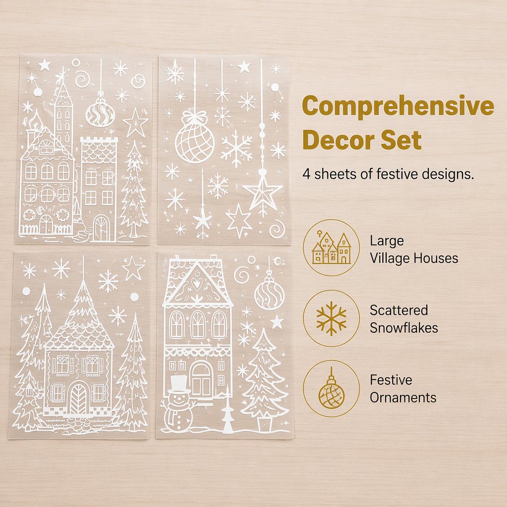 Christmas Winter Village Window Clings