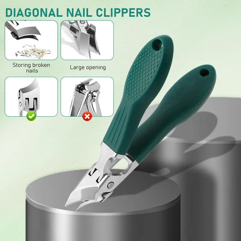 💨Wide Jaw Opening Anti-Splash Slanted Eagle Beak Beveled Nail Clipper Set