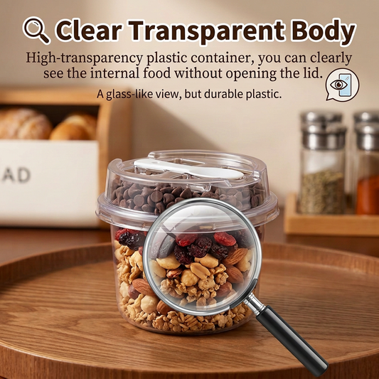 🧩10-piece set Round transparent plastic lid packaging box with spoon