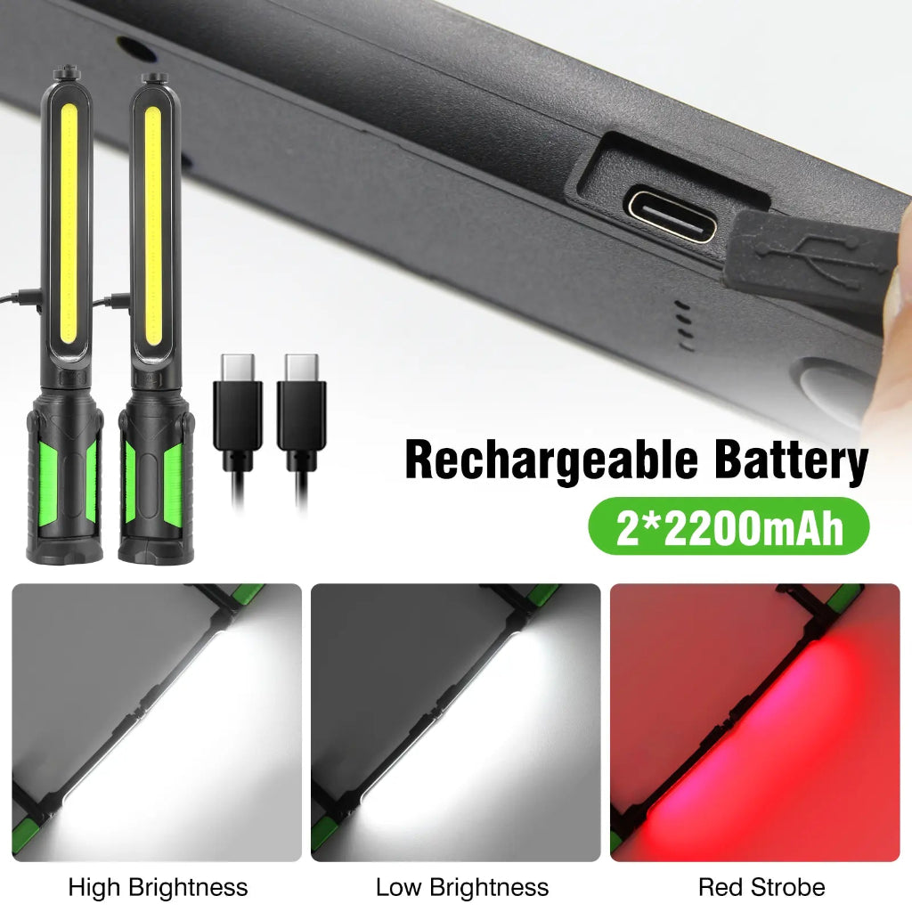 💡2400 lumens rechargeable USB working light strip