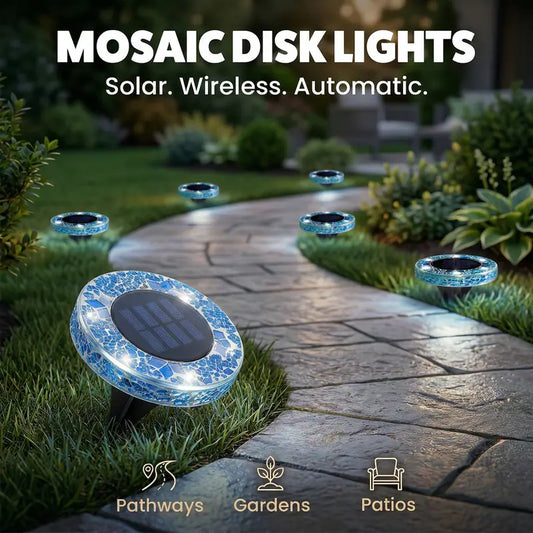 🔥Hot Sale 49% off🌟💎 Solar Outdoor Mosaic Disk Pathway LED Lights