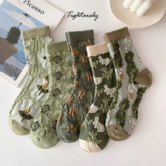 Vintage Embroidered Floral Women Socks-I**