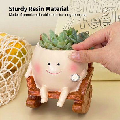 🌿Adorable resin flowerpot for garden and courtyard, green plant holder