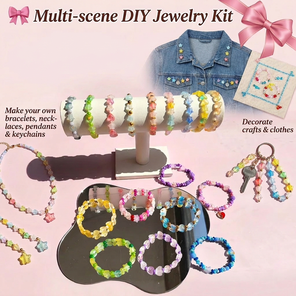 ✨600-piece star-shaped and heart-shaped bead set