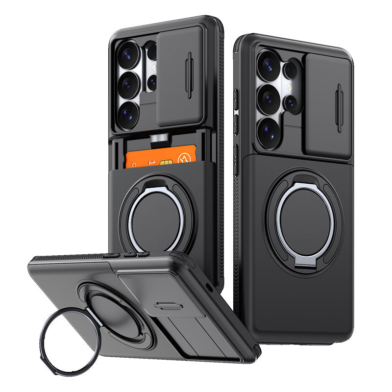 🔥 2-in-1 Multifunctional Shockproof Phone Case with Hidden Card Holder 💳 & Ring Stand! 🌟