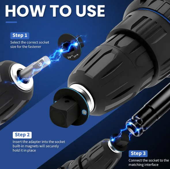 🧲4-piece upgraded low-profile impact sleeve adapter set