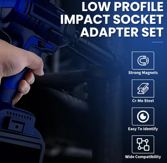 🧲4-piece upgraded low-profile impact sleeve adapter set