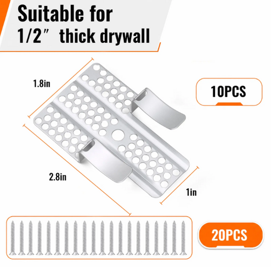 10 PCS Easy-Install 1/2" Drywall Repair Clips