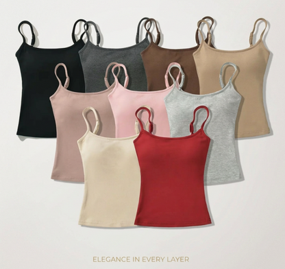 👗Women's Solid Ribbed Crop Cami Top - Fitted Casual Sleeveless