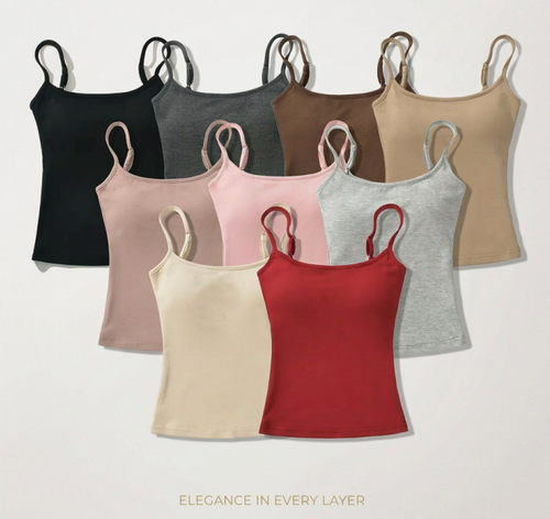 👗Women's Solid Ribbed Crop Cami Top - Fitted Casual Sleeveless