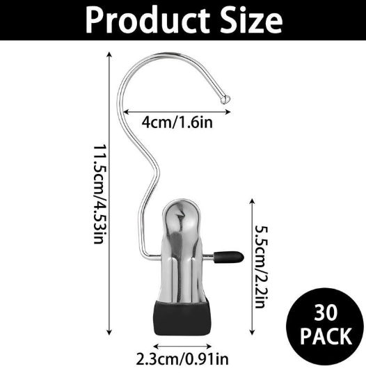 ⚙️20/30/40pcs Boot Hangers Clips Laundry Hooks Stainless Steel
