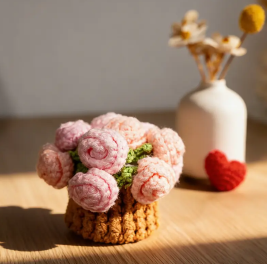 🌸Hand-knitted flower bouquet coasters