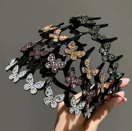 🦋Wavy Crystal Butterfly Headband Set for Women