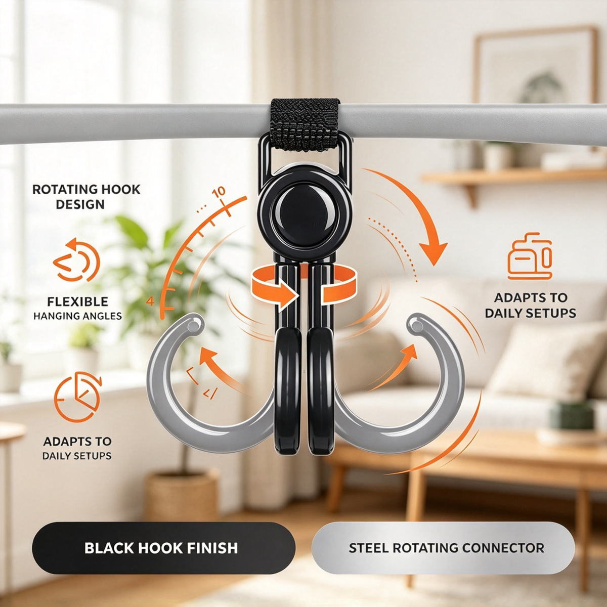 🧷Multi-Purpose Rotating Double Bag Hook(2Pcs)