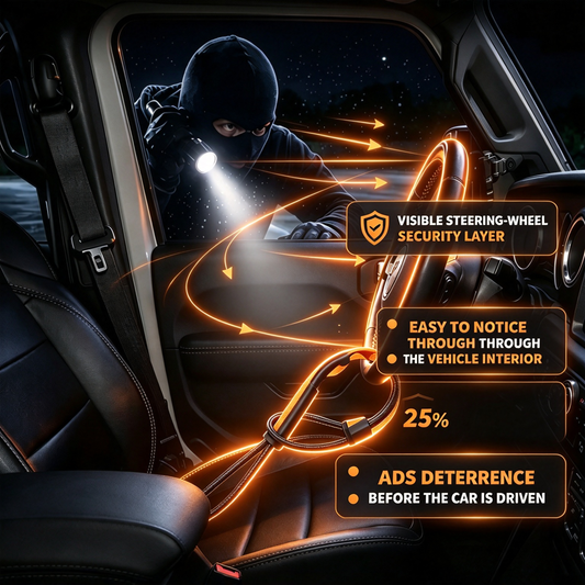 🔒Heavy-Duty Steering Wheel Anti-Theft Cable Lock