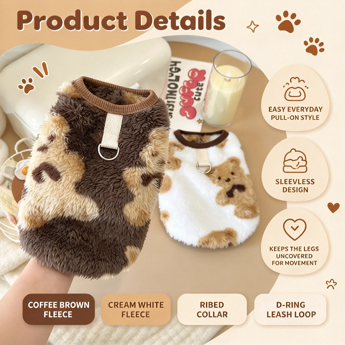 🧸Fleece Vests for Dogs and Cats in Autumn and Winter