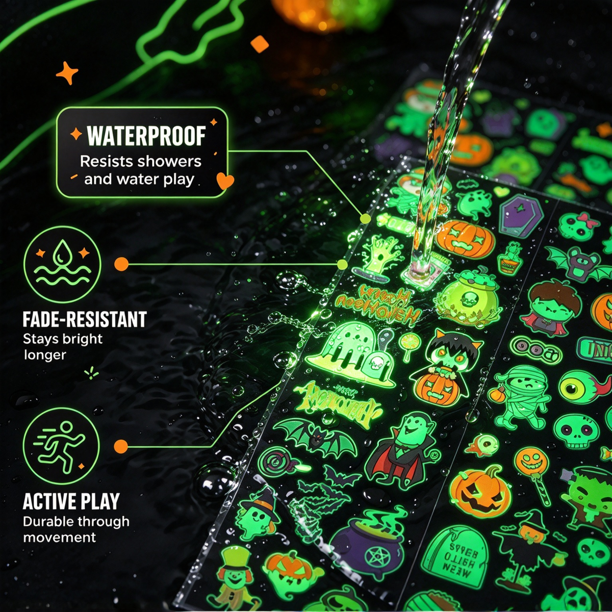 🎃Glow-in-the-dark Halloween temporary tattoo party set