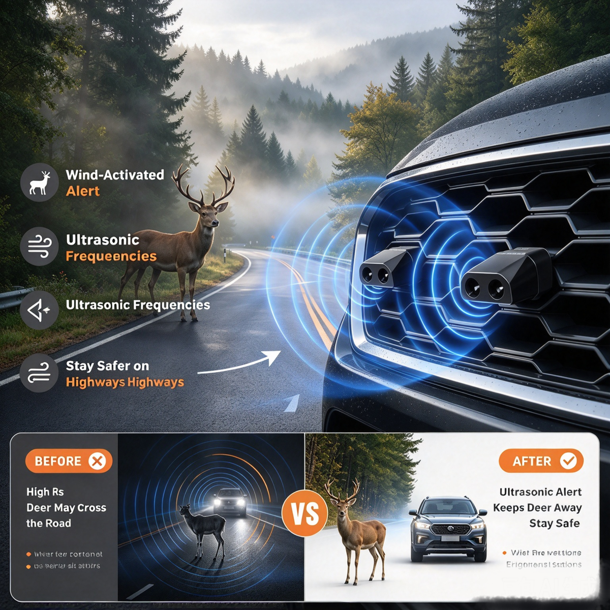 🔋Wind-Activated Deer Warning Whistles